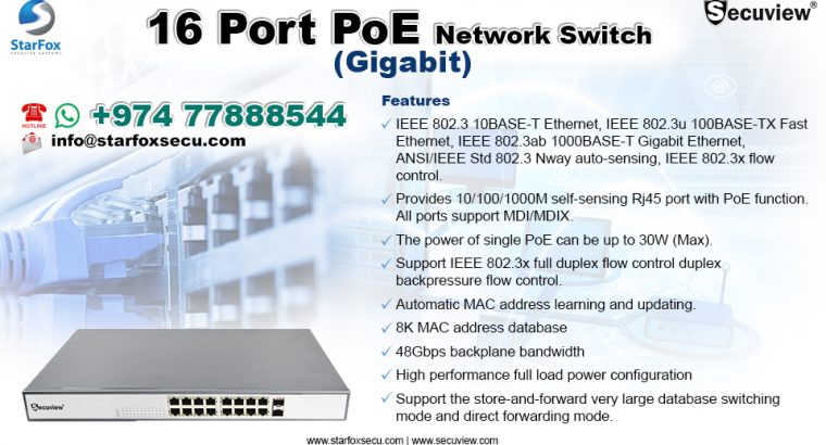 16 Port (Gigabit) PoE Network Switch